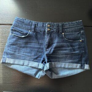 Junior's Cuffed Dark Denim Shorts